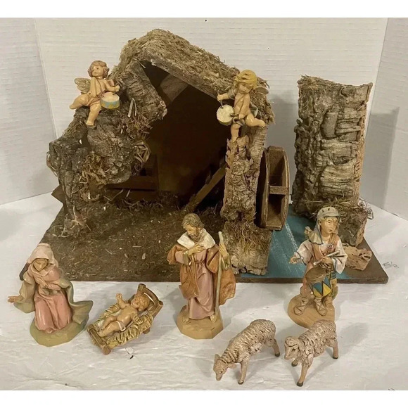 Fontanini Nativity Scene Set With Musical Water Wheel Vintage 1990s Italy Rare - Picture 1 of 12
